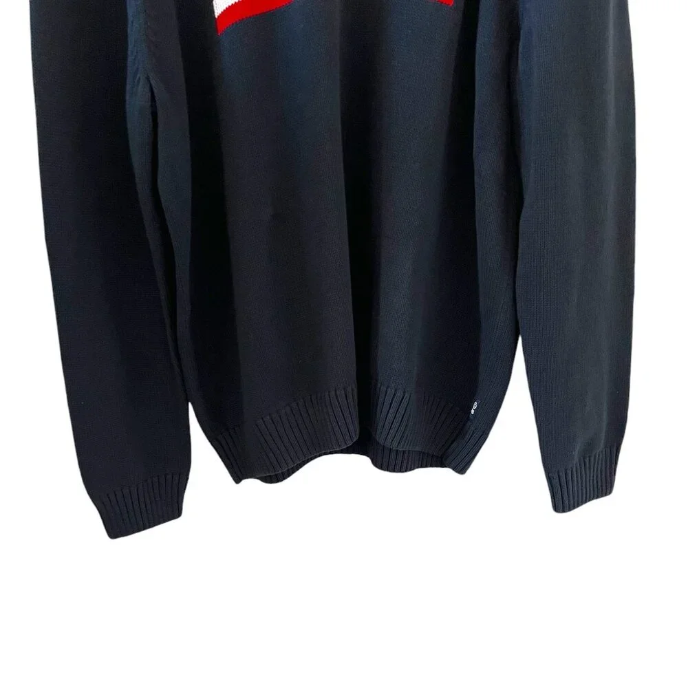 Chaps Navy Crewneck Sweater with American Flag - Picture 5 of 11